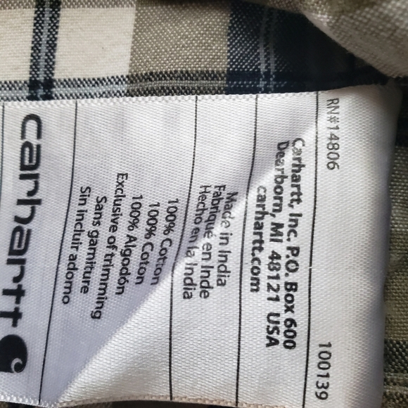 Carhartt Mens Loose Fit Midweight  Short Sleeve Outdoor Plaid Utility Work Shirt - Picture 9 of 10